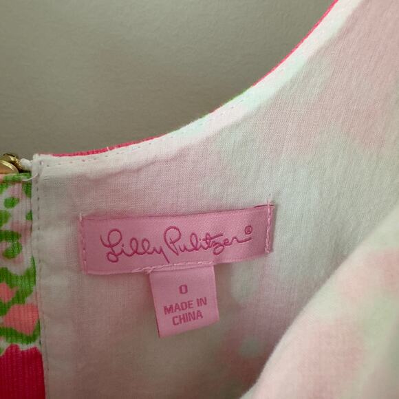 Lilly Pulitzer Cathy Shift Dress Flamingo Pink Southern Charm 0 Lace 100% Cotton - Picture 8 of 13